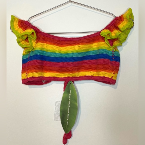 NWT FARM Rio Rainbow Crochet Bikini Top - Picture 6 of 8